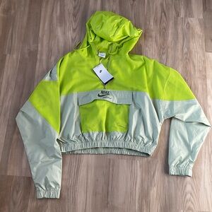 Nike Neon Green Cropped Pullover Jacket - Small NWT